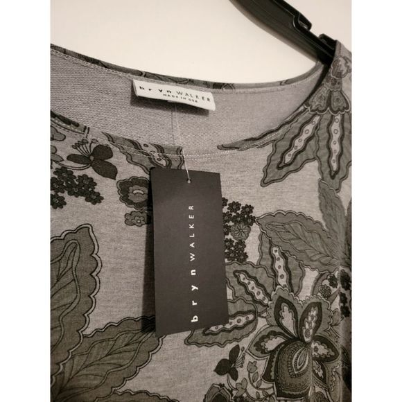 Bryn Walker Alanna French Terry Floral Print Cocoon Tunic Dress Dove Medium NWT - Picture 4 of 8